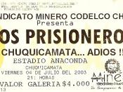 Entrada para concierto de Los Prisioneros en Chuquicamata