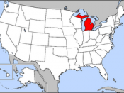 Michigan's location in the United States.