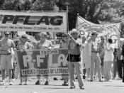 PFLAG contingent (Parents, Families and Friends of Lesbians and Gays), annual Seattle LGBT Pride parade, Capitol Hill, Seattle, Washington, 1995. This would have been before this parade was relocated to its present downtown route in 2006.