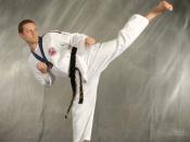 English: Taekwondo is one of the oldest styles of martial arts originating from Korea.
