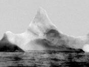 The iceberg suspected of sinking the RMS Titanic; a smudge of red paint much like the Titanic's stripe was seen near the base.