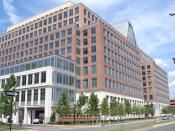 English: The south side of the James Madison Building in Alexandria, Virginia. It is one of the five buildings that forms the headquarters of the United States Patent and Trademark Office. All the top PTO officials have offices in this building.