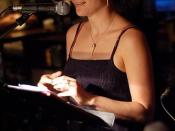 English: Amanda Stern hosting The Happy Ending Music and Reading Series