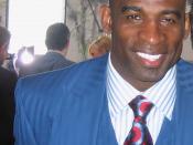 English: Football Hall of Famer Deion Sanders in 2008. Cropped from original Flickr image.