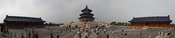 Panorama of the The Hall of Prayer for Good Harvests, the Emperor's last stop on his yearly sojourn to the Temple of Heaven Complex. Here, on a wide expanse against open sky, China's sovereign prayed for good harvests in the coming year. Built in 1420 and