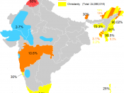A map of the minority religions of India (excluding Islam, as that requires a map of its own, since Islam is spread throughout the subcontinent)