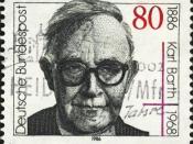 English: German stamp, showing Karl Barth. Deutsch: Deutsche Briefmarke, die den Theologen Karl Barth zeigt.