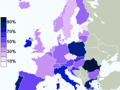 English: Europe belief in God with particular relevance to Christianity. (Turkey ommitted)