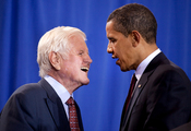 President Barack Obama and Senator Ted Kennedy participate in a national service event at The SEED School of Washington, D.C., where H.R. 1388, the Edward M. Kennedy Serve America Act was signed April 21, 2009.