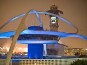 The theme restaurant and control tower at Los Angeles International Airport (LAX).