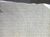 English: Detail of a marble stele inscribed with a decree of the Athenian boulē, c. 440–425 BC. Photograph taken in Athens Epigraphic Museum. Text cf. IG I³ 156 (see below)