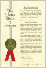 English: United States Patent Cover from a real patent issued