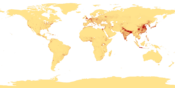 Population density (people per km 2 ) map of the world in 1994.