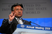 DAVOS/SWITZERLAND, 24JAN08 - Pervez Musharraf, President of Pakistan, captured during the session 'Three Crucial Questions for the President of Pakistan, Pervez Musharraf' at the Annual Meeting 2008 of the World Economic Forum in Davos, Switzerland, Janua