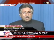 President Musharraf addresses Pakistan for the first time since state of emergency was announced, shown here on CNN-IBN.