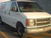 1996-2002 Chevrolet Express Coca-Cola photographed in Kirkland, Quebec, Canada. Category:White vans Category:Chevrolet Express Category:Coca-Cola