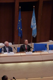 Ban Ki-moon at the 60th anniversary of the European Convention of Human Rights at the Council of Europe in Strasbourg