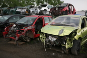 English: Scrap car bodies