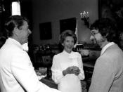 Steven Spielberg with President Ronald Reagan and Nancy Reagan after a showing of E.T. at the White House