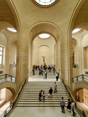 Daru Staircase with the winged Nike Victory of Samothrace, Denon wing, Louvre Museum.