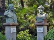 English: Busts of King Victor Emmanuel III and Queen Elena; frontyard of the Russian Orthodox Church (Church of Christ the Saviour, St. Catherine and St. Seraph). Sanremo, Italy