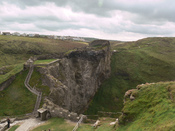 The ruins of the upper mainland courtyards of Tintagel Castle, Cornwall.