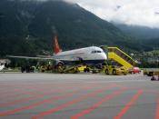 An easyJet A320, G-TTOC, prepares for departure at Innsbruck.