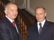 English: Uzbek President Islom Karimov and Russian President Vladimir Putin