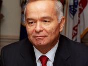 Uzbekistan President Islam Karimov meets with Secretary of Defense Donald H. Rumsfeld in the Pentagon on March 13, 2002. Karimov and Rumsfeld are meeting to discuss the war on terrorism and regional security issues.