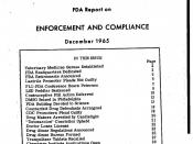 English: December 1965 FDA Report on Enforcement and Compliance