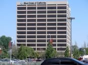 English: This building in Woodland Hills is home to the operations of Blue Cross of California (a health insurance company owned by Wellpoint) which serves insureds who are employees of large employers.
