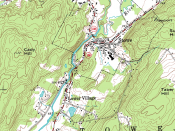 Topographic map of Stowe, Vermont. The brown contour lines represent the elevation. The contour interval is 20 feet.