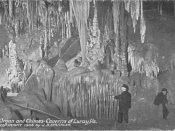 This postcard from 1906 illustrates the method of early lithophone performances in Luray Caverns, Virginia, United States
