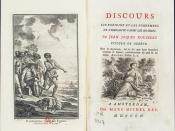 Page de garde de l'édition (Amsterdam, Marc Michel Rey, 1755) du « Discours sur l’origine et les fondemens de l’inégalité parmi les hommes » de Jean-Jacques Rousseau.