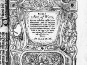 English: The Arte of Warre, written in Italian by Nicholas Machiauel, and ſet foorth in English by Peter VVithorne, published 1573. Public Domain, created 1819