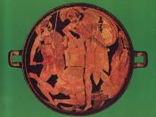 Achilles killing Penthesilea. Tondo of an Attic red-figure kylix, 470–460 BC. From Vulci.