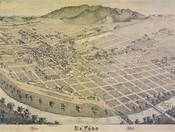El Paso, Texas in 1886. Bird's Eye View of El Paso, El Paso County Texas, 1886. Lithograph, 20 x 30 in. Lithographer unknown. Private Collection.