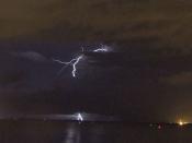 Lightning strikes southwest of Darwin, NT, Australia.