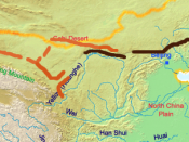 English: A map of the great wall of china of Han Dynasty Deutsch: Eine Karte der chinesischen Mauer zur Zeit der Han Dynastie
