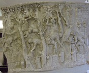 Ancient usage of the Dolabra as entrenching tool. Romanian National History Museum, Cast of Trajan's Column