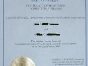 Example of California domestic partnership certificate.