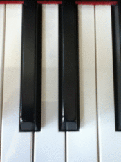 English: It is a video of piano keys.