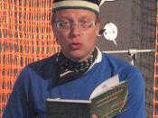 English: Mika Keränen reading some lines from his book during literature festival HeadRead
