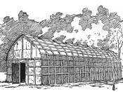 English: An Iroquois longhouse.