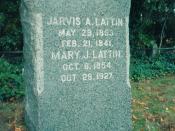Jarvis Andrew Lattin (1853-1941) granite tombstone from Powell Cemetery in Farmingdale, New York