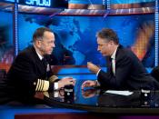 English: Television host interviewing Admiral during a taping session of '.