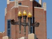 Symbolic torches on Heritage Tower fountain