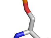 Phosphorylated serine residue. Color coding: phosphor orange, oxygen red, carbon grey, nitrogen blue