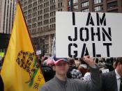 English: Protester seen at Chicago Tax Day Tea Party protest with sign reading 