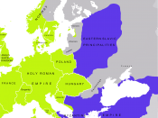 English: The map of the eastern/western allegiances in 1054 with the former country borders (showing dominant religions on a state level). Source: http://home.comcast.net/~DiazStudents/MiddleAgesChurchMap1.jpg